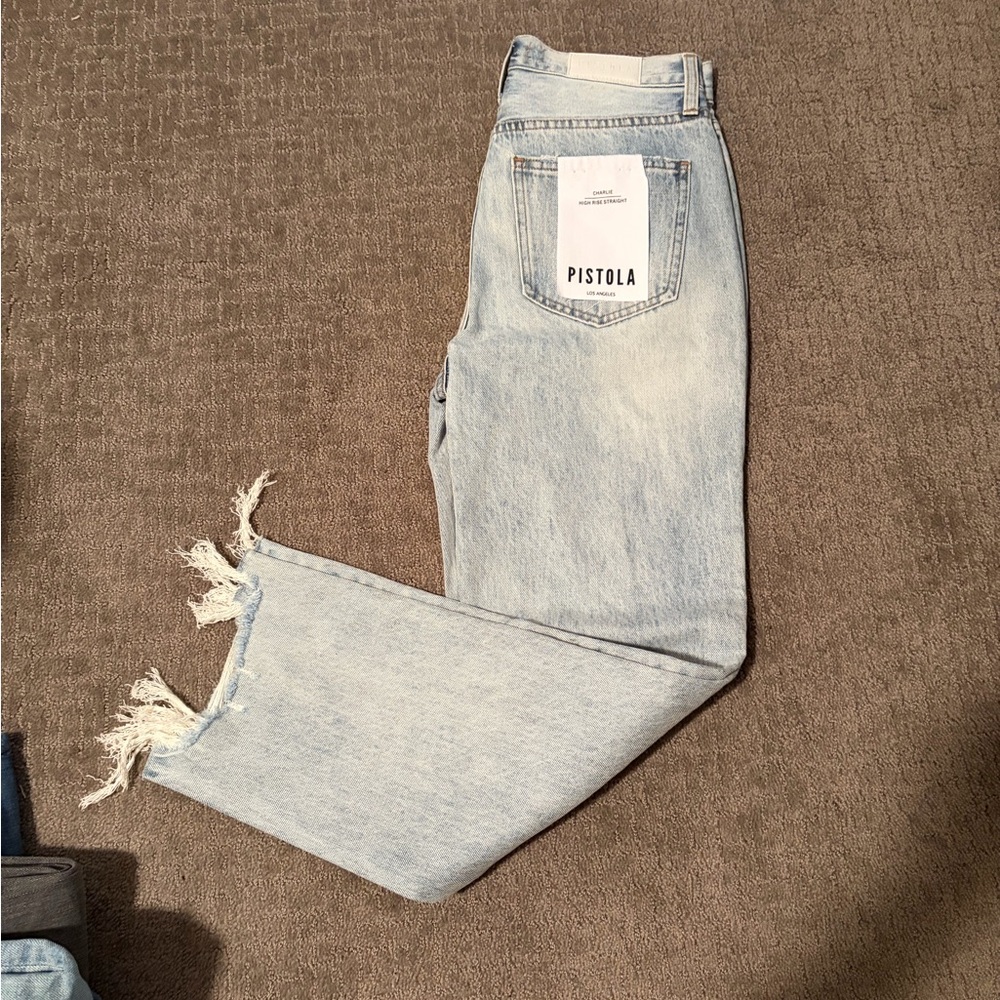 Pistola Denim Charlie Light Wash Frayed Jeans
